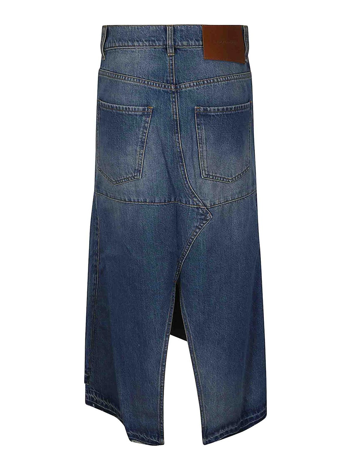 Shop Victoria Beckham Midi Skirt In Medium Wash