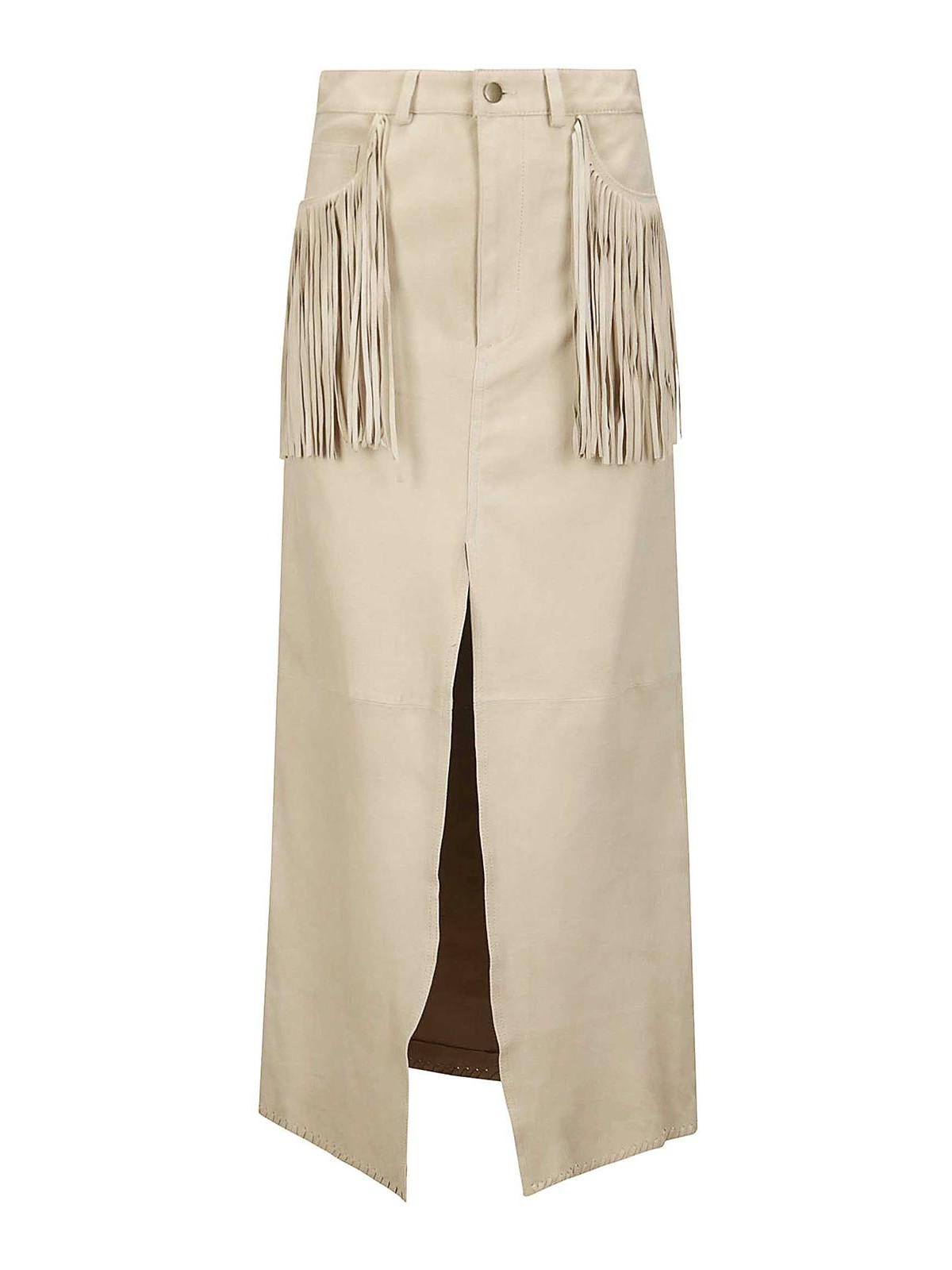 Shop Wild Cashmere Midi Skirt In Beige