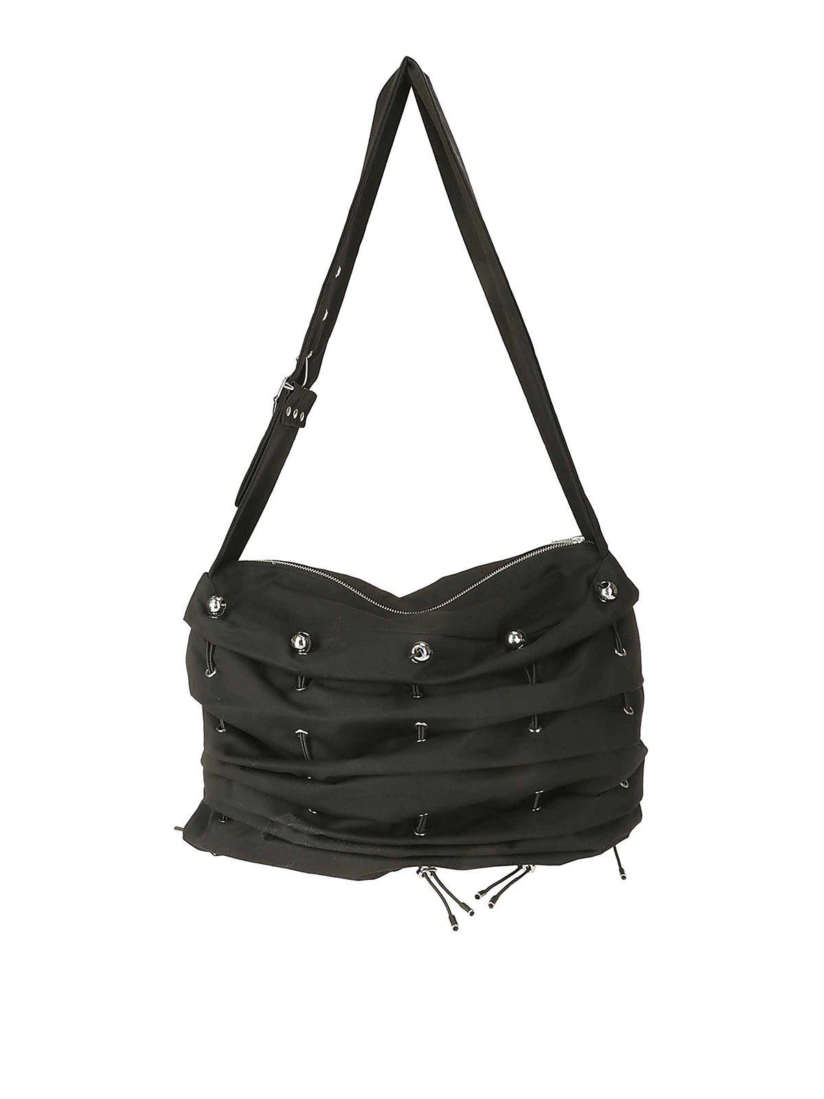 Chopova Lowena Scrunch Cotton Shoulder Bag In Black