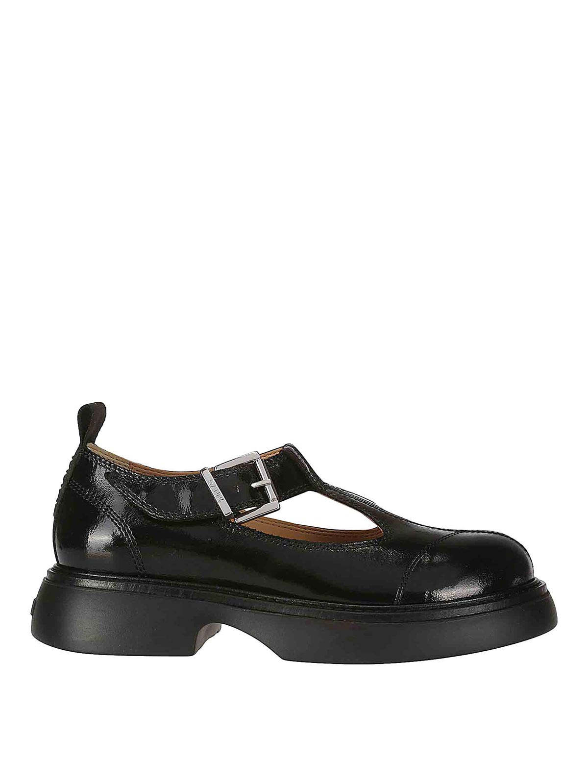 Ganni Chunky-sole Mary Janes In Black