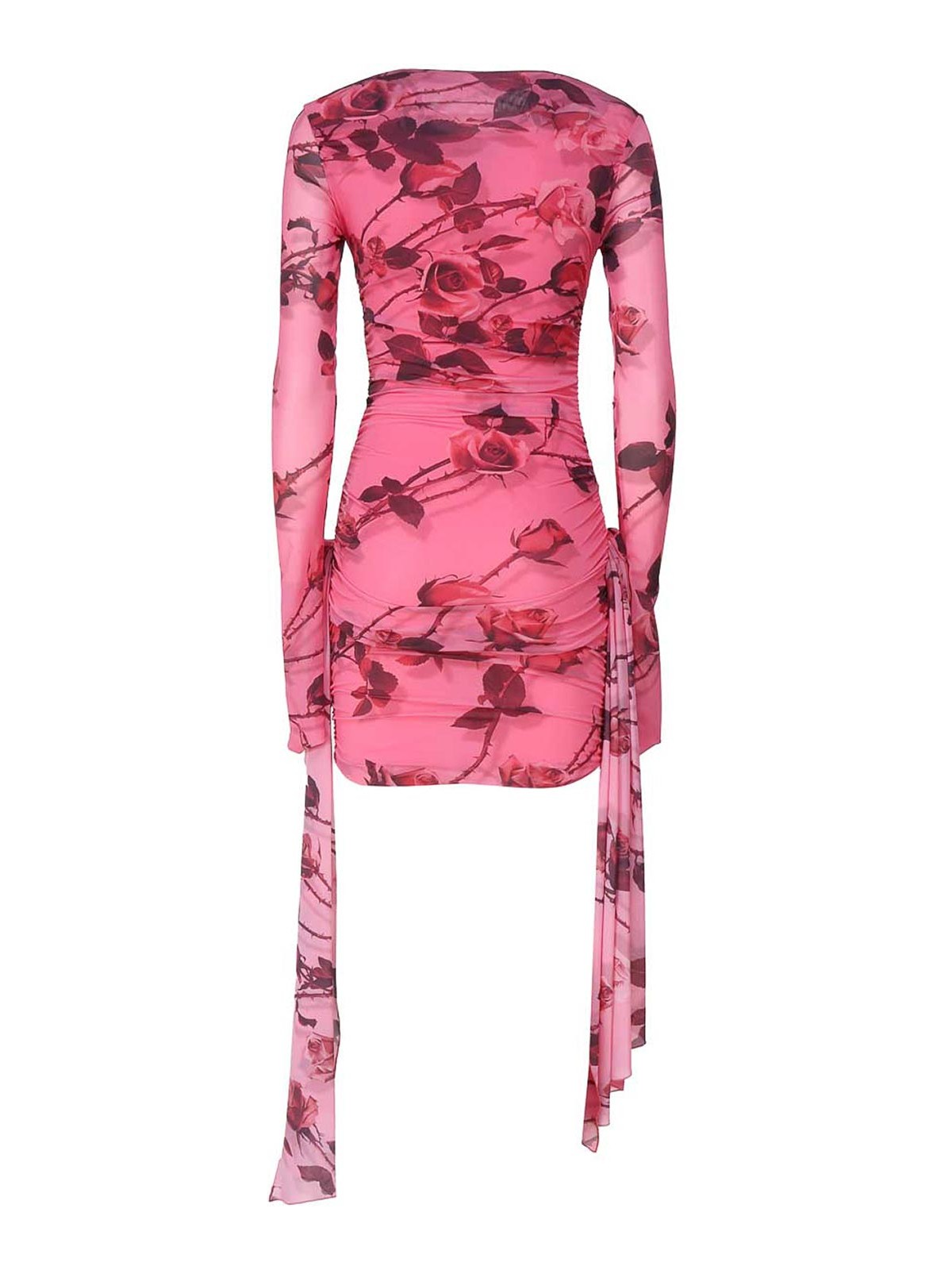 Shop Blumarine Short Jersey Dress In Rose Torchon Print In Nude & Neutrals