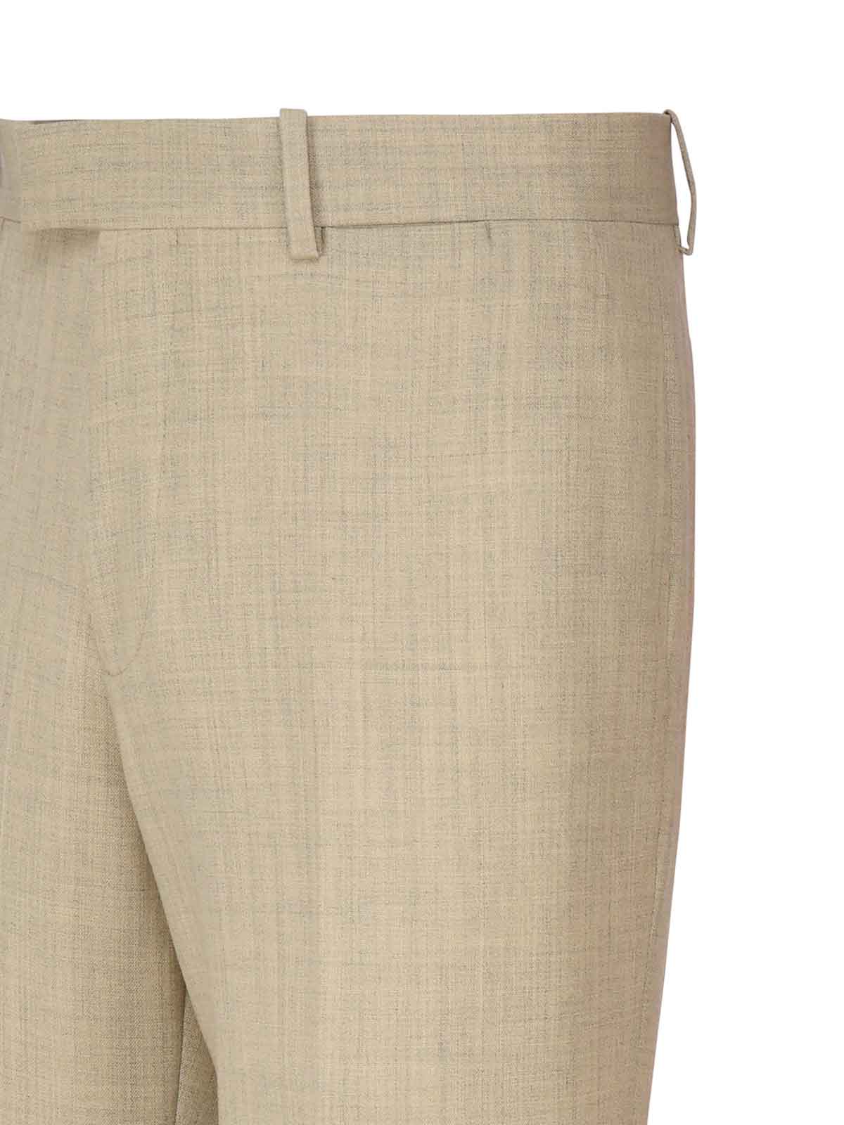 Shop Burberry Wool Tailored Pants In Beige