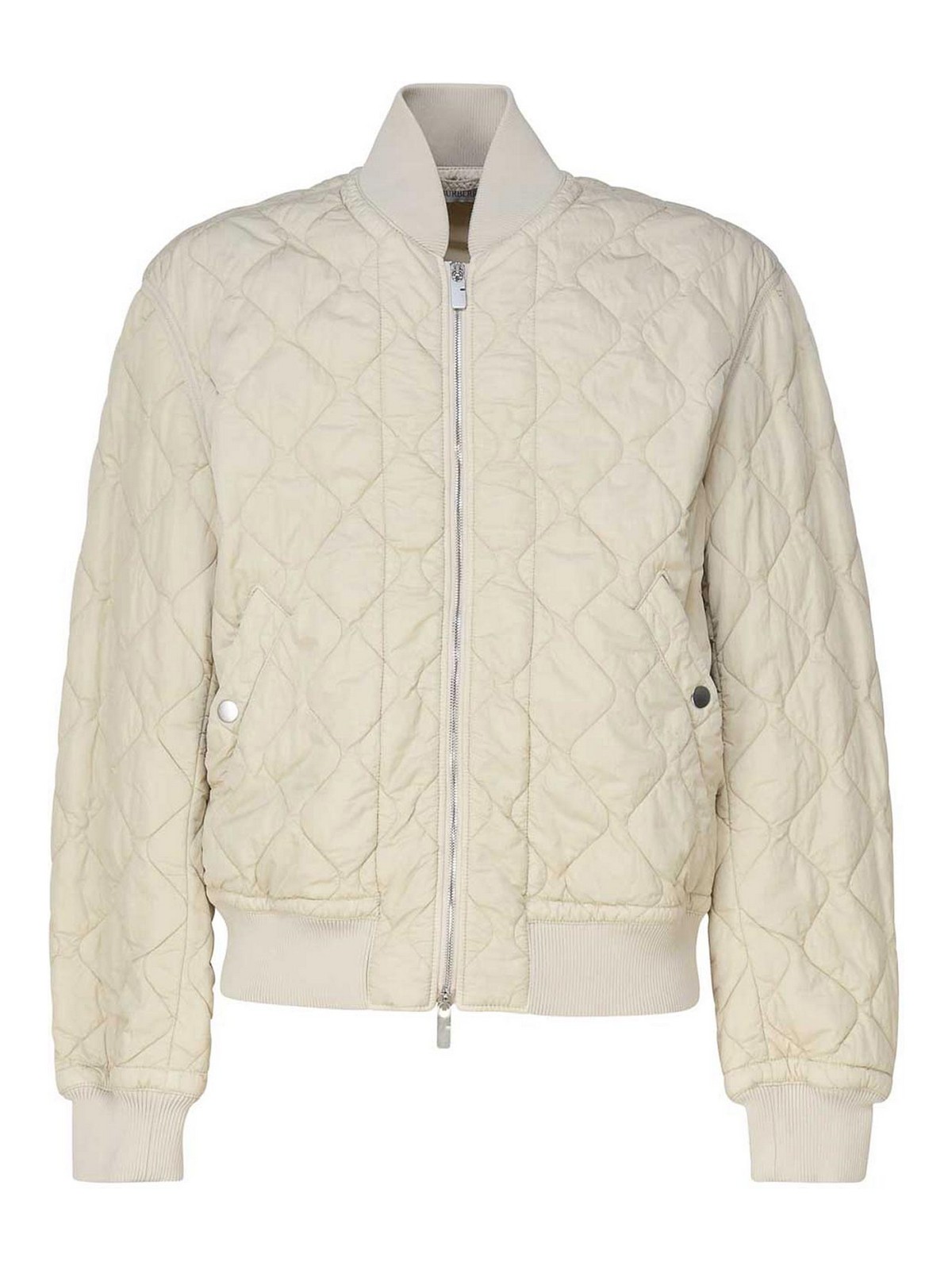 Burberry Quilted Nylon Bomber Jacket In White
