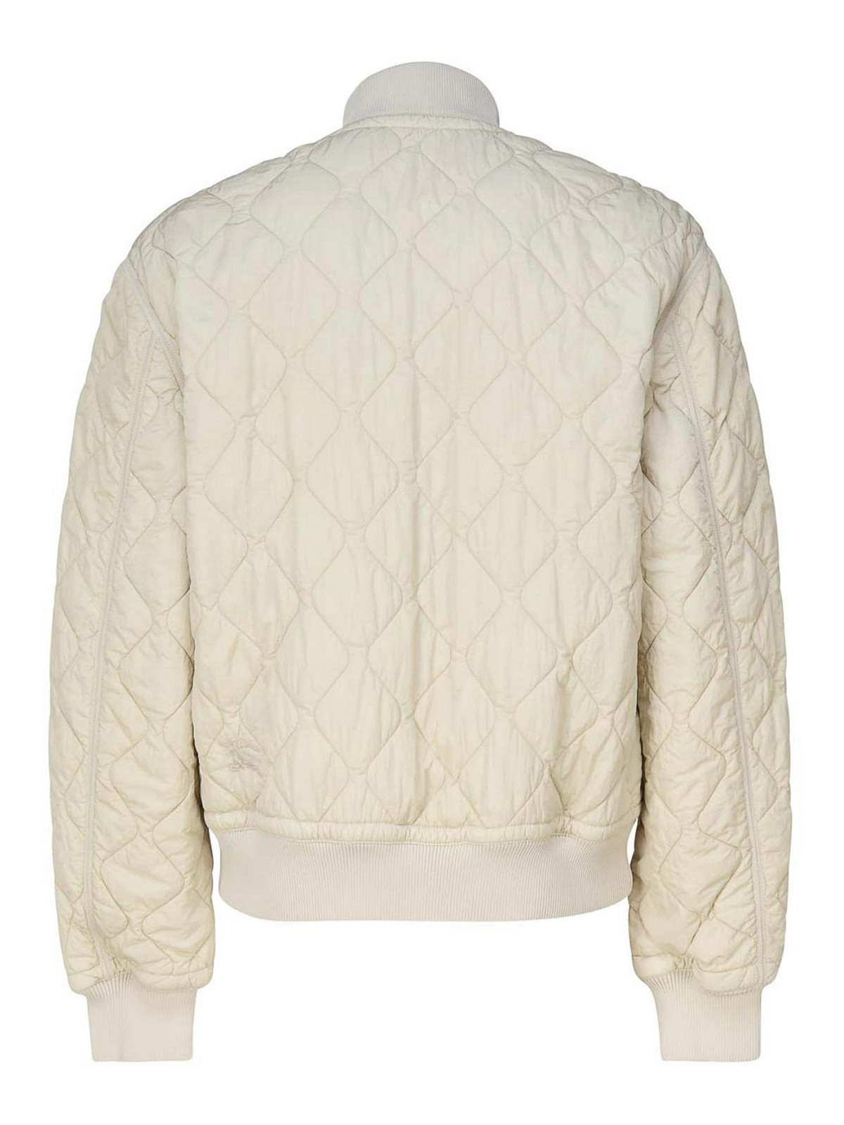 Shop Burberry Quilted Nylon Bomber Jacket In White