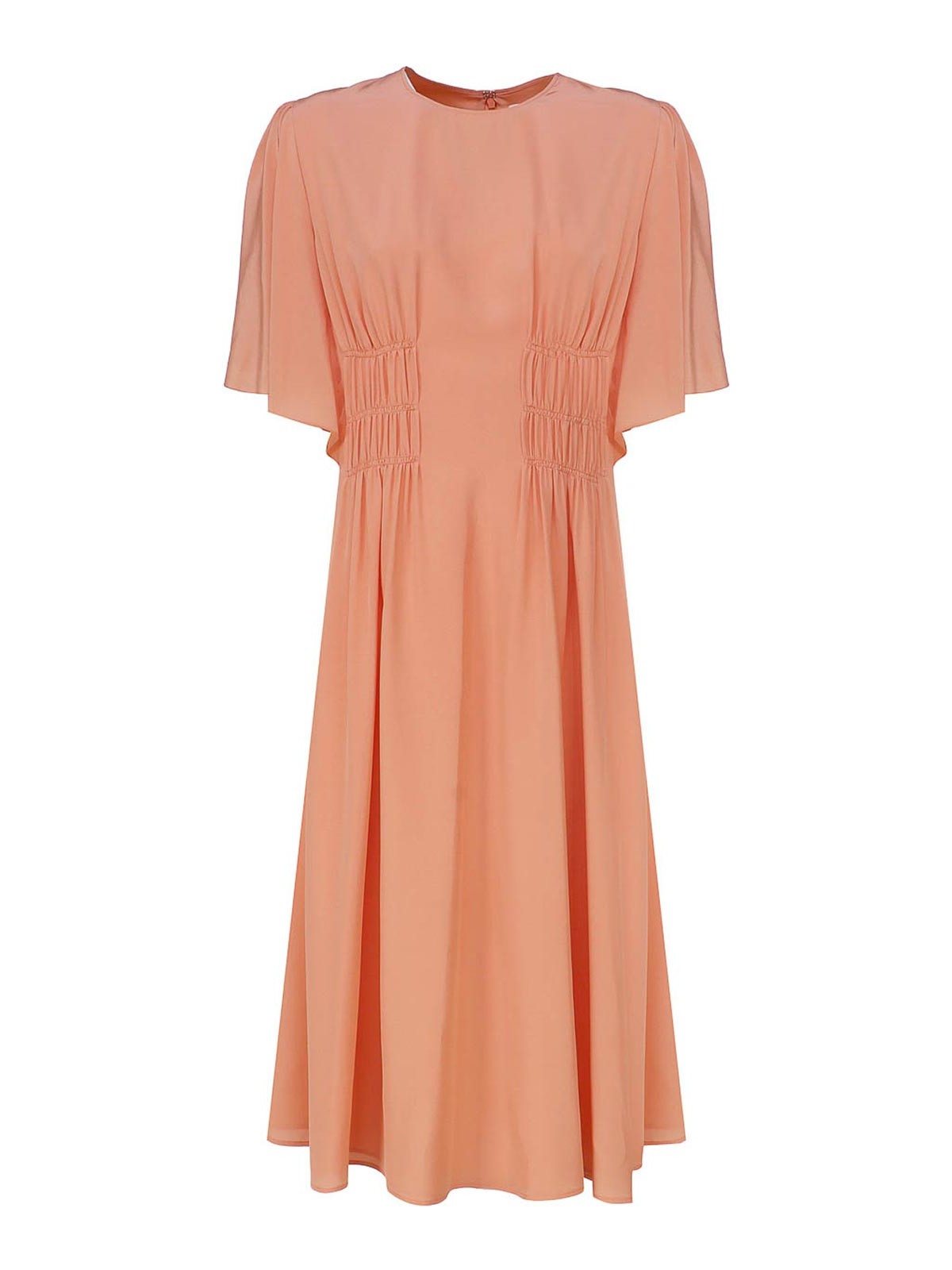 Shop Chloé Flared Dress With Cap Sleeves In Nude & Neutrals