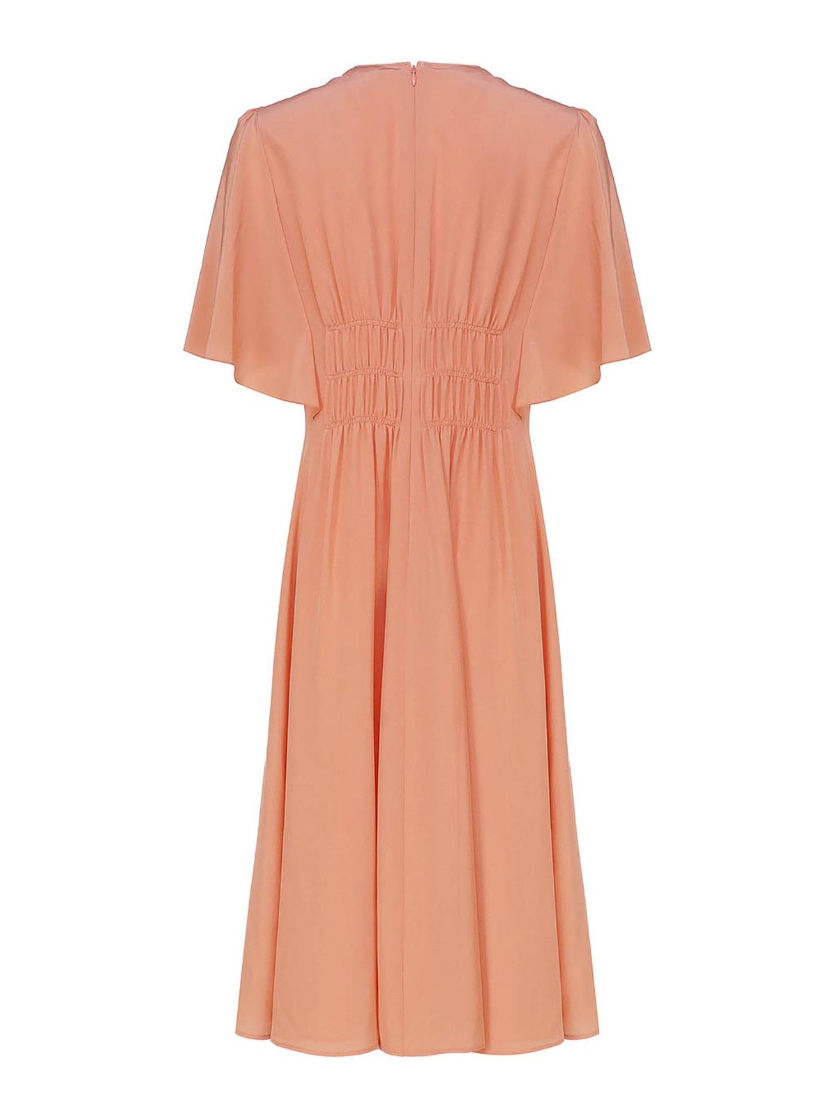 Shop Chloé Flared Dress With Cap Sleeves In Nude & Neutrals