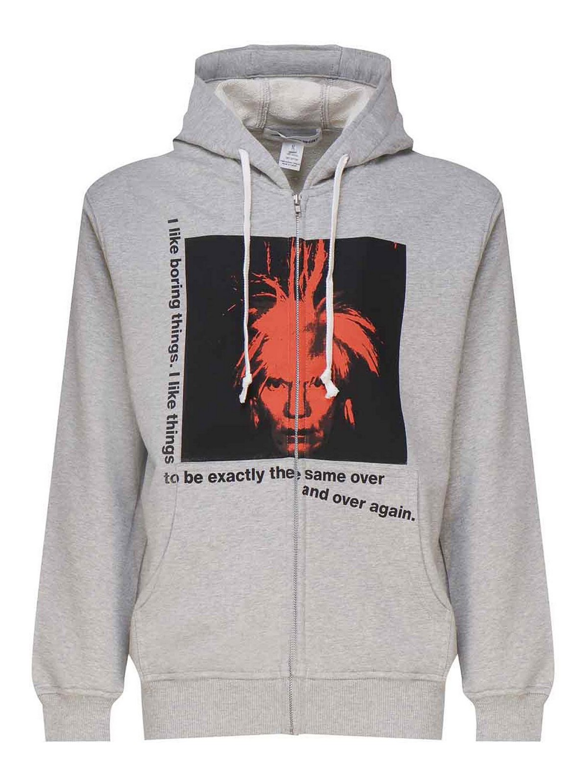 Shop Comme Des Garçons Cotton Sweatshirt With Andy Warhol Print In Grey