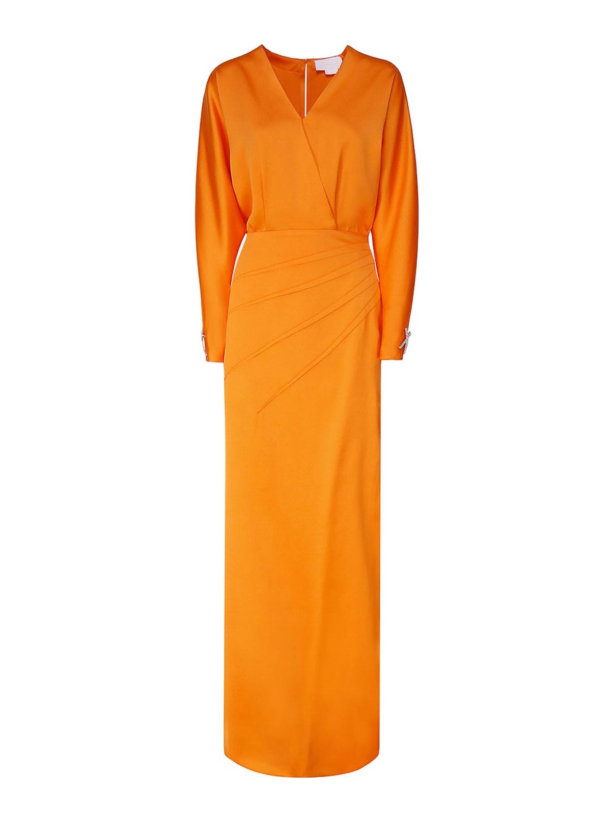 Shop Genny Long Satin Dress In Orange