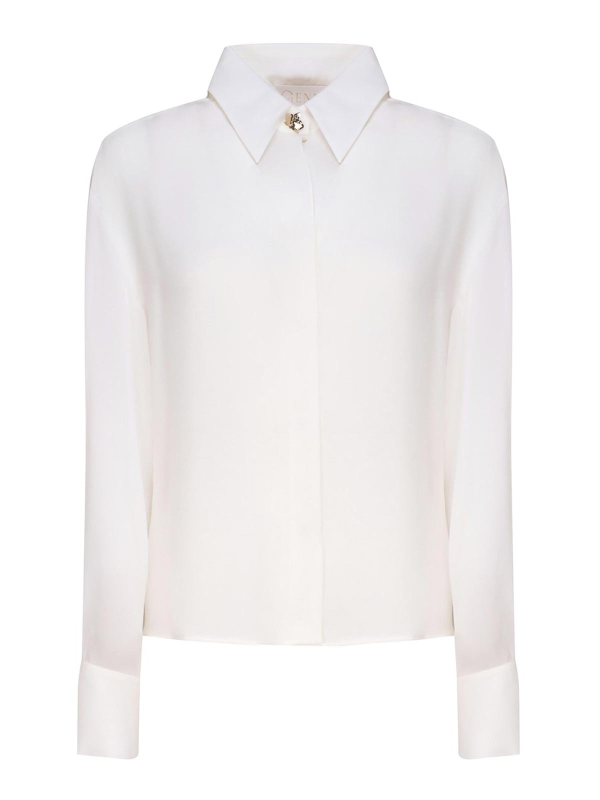 Shop Genny Shirt With Golden Button Collar In White