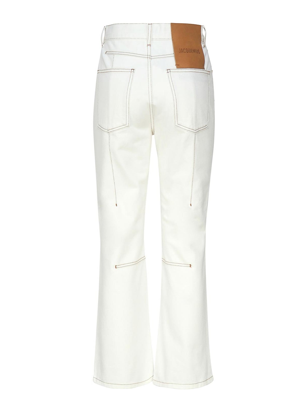Shop Jacquemus Straight Leg White Jeans In Dark Wash