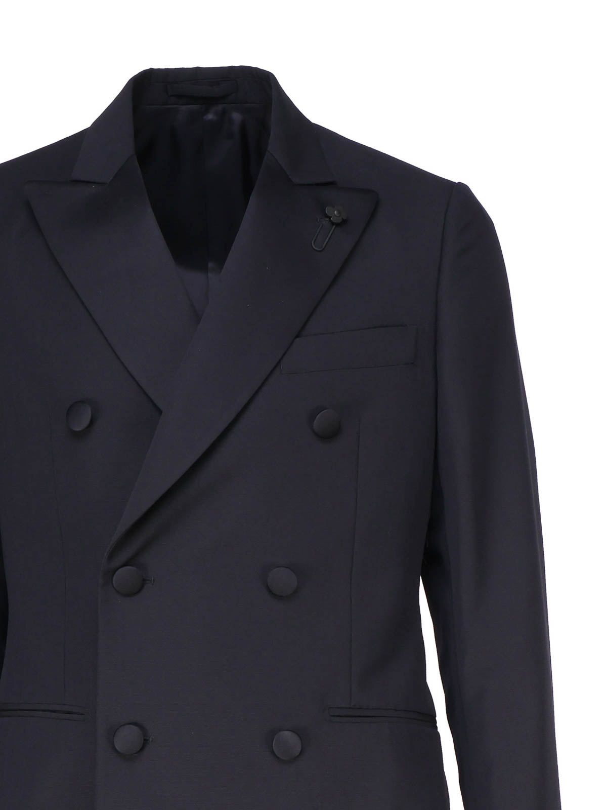 Shop Lardini Double-breasted Suit In Black