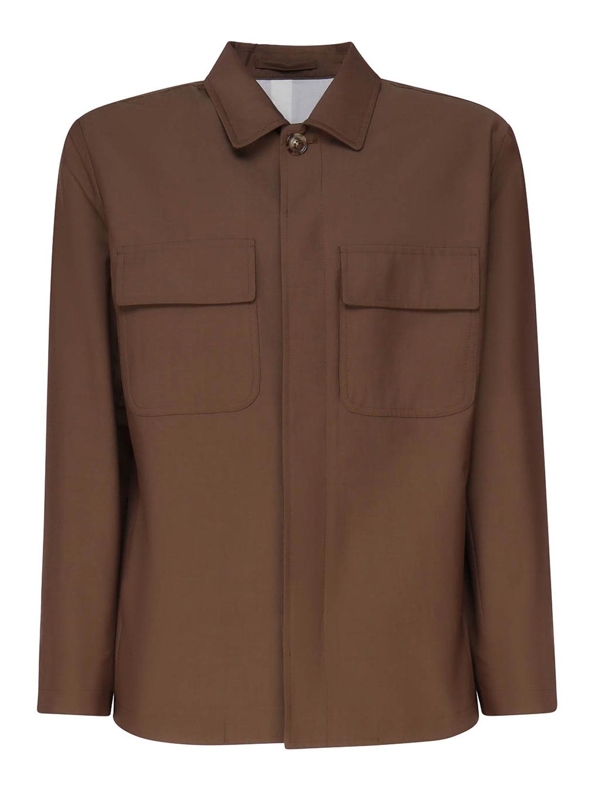 Lardini Shirt Jacket With Wide Collar In Brown