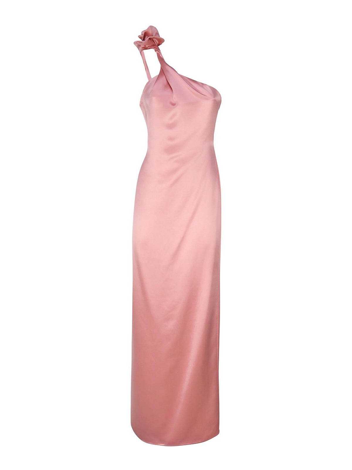 Shop Magda Butrym Silk One-shoulder Midi Dress In Nude & Neutrals
