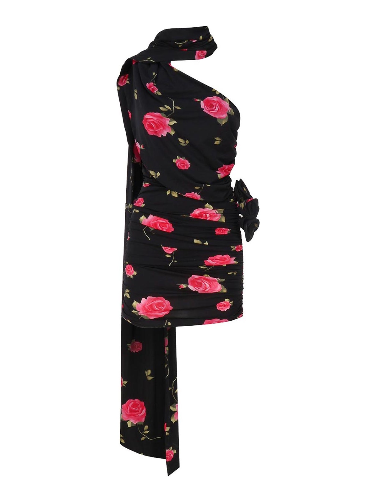 Shop Magda Butrym Mini Dress With Wrap Neckline In Black