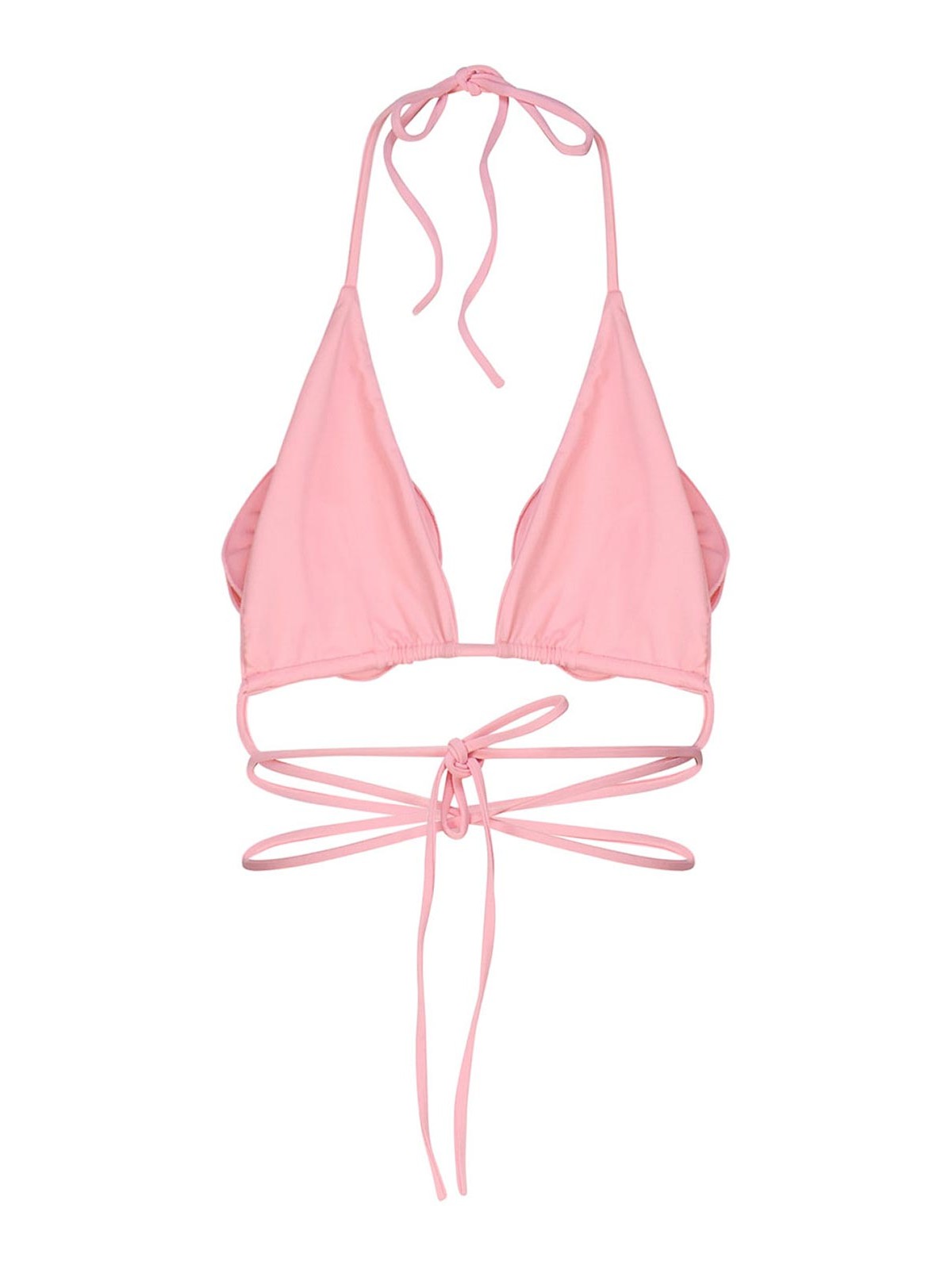 Shop Magda Butrym Triangle Bikini Top With Floral Straps In Nude & Neutrals