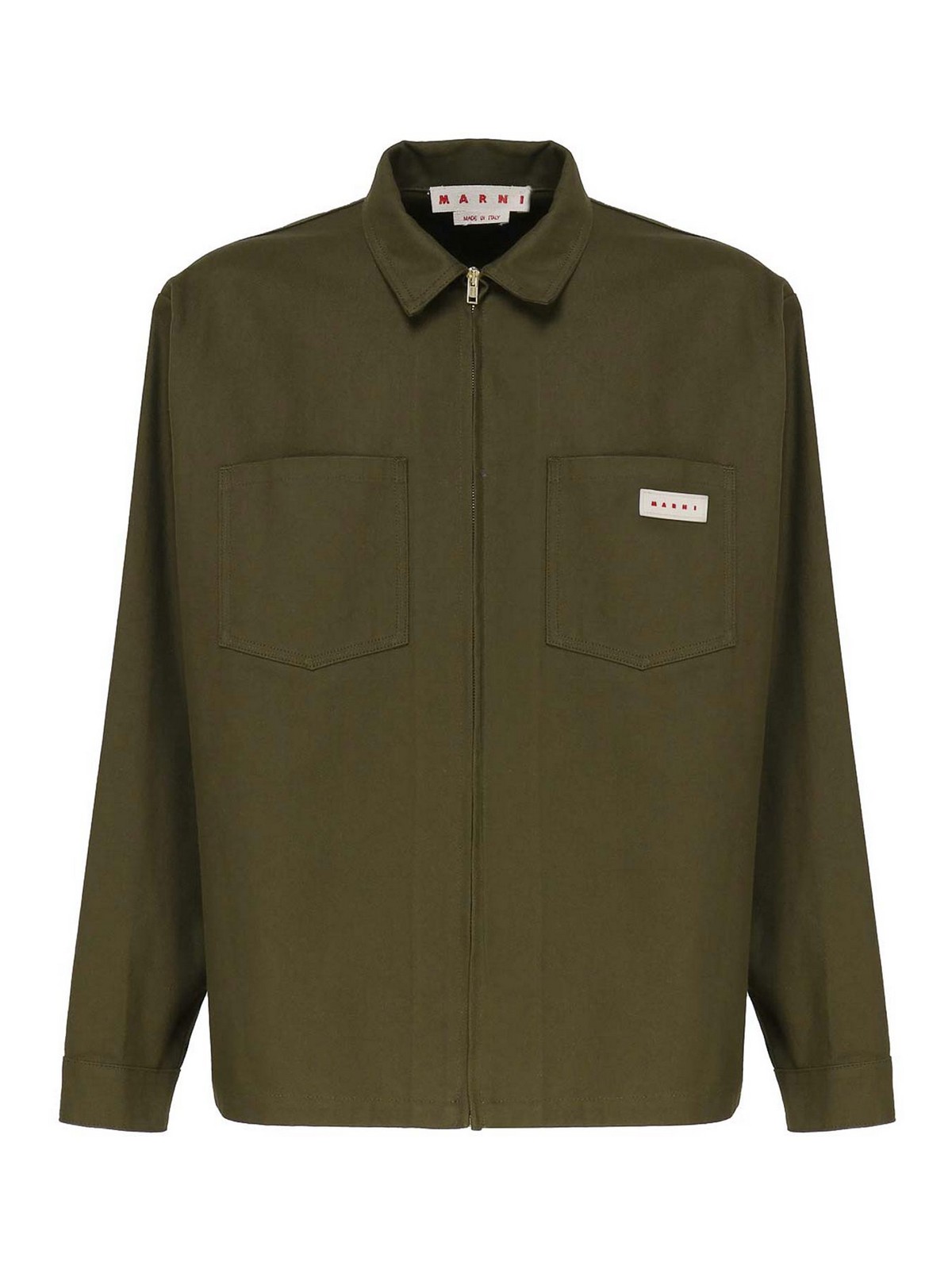 Shop Marni Workwear Shirt In Cotton Blended In Green