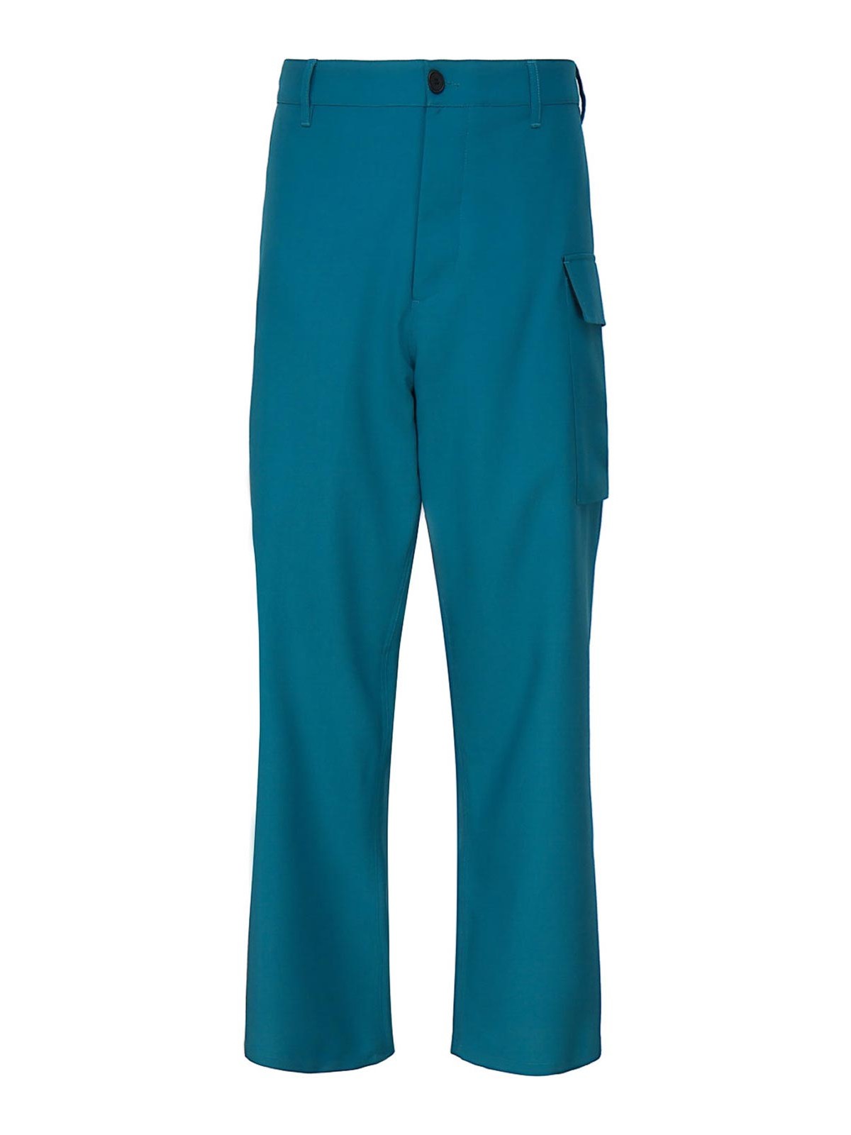 Marni Cool Wool Trousers With Cargo Pockets In Blue
