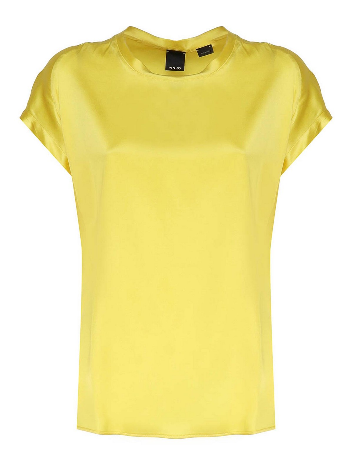 Pinko Silk T-shirt In Yellow