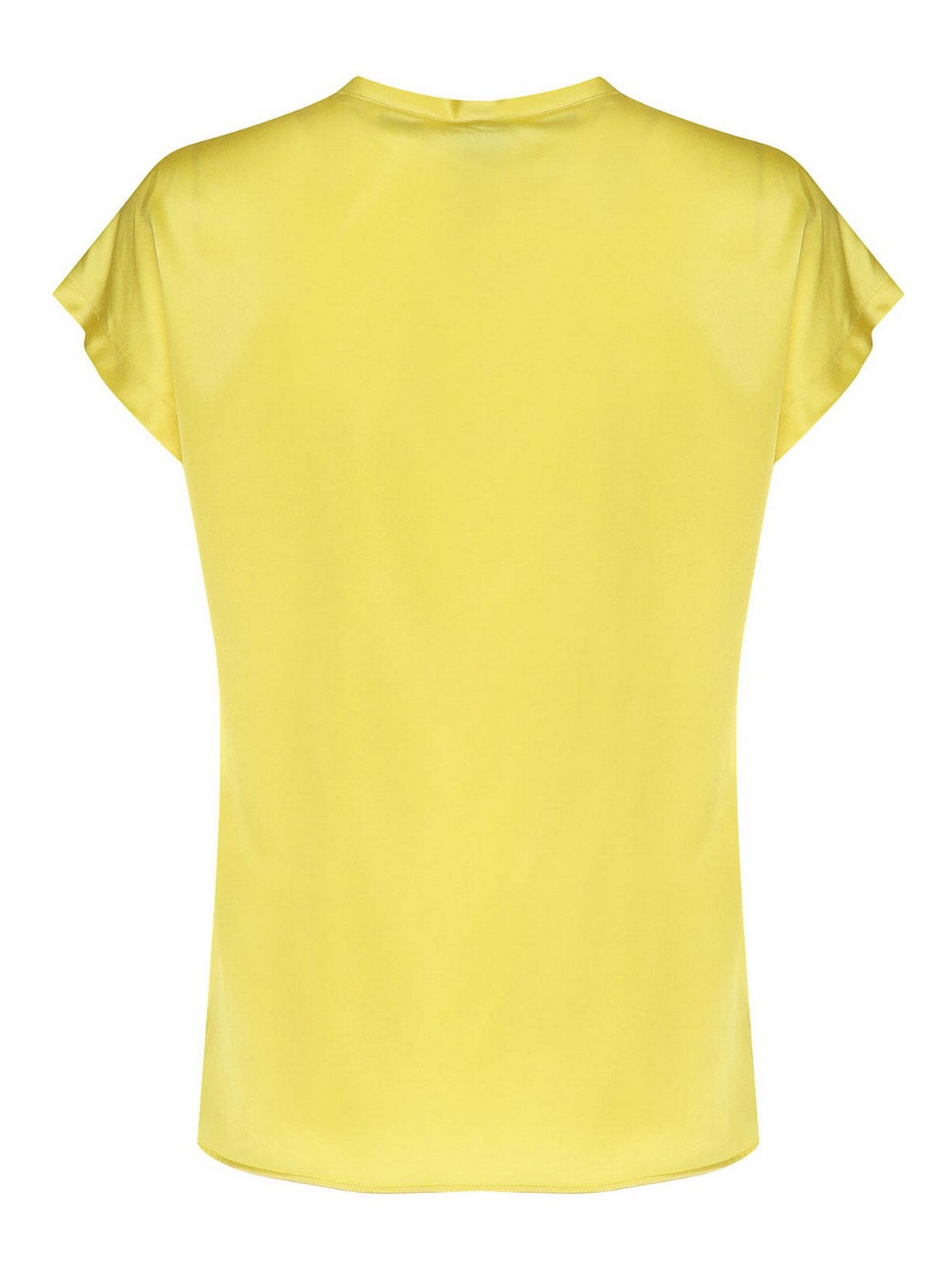 Shop Pinko Silk T-shirt In Yellow