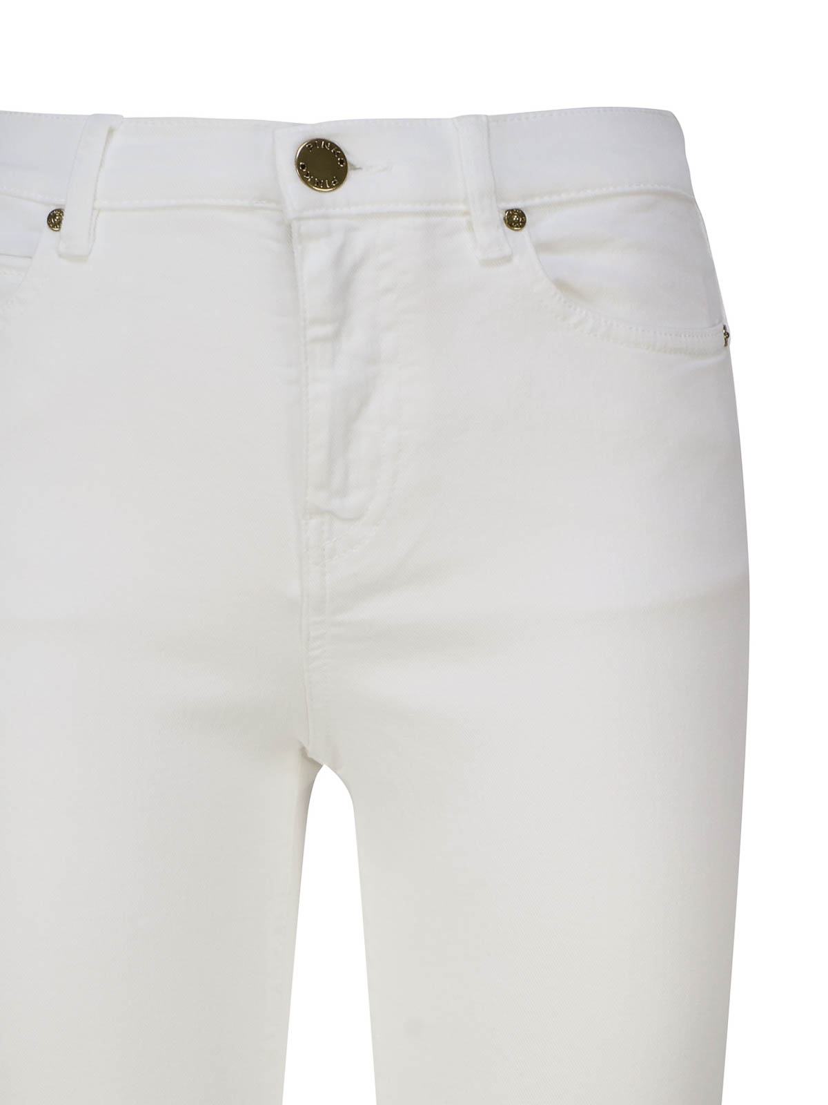 Shop Pinko Cotton Bootcut Trousers In White