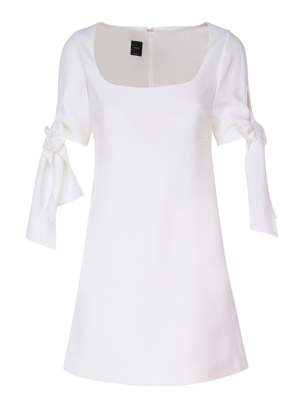 Shop Pinko Mini Dress With Bow On Sleeves In White