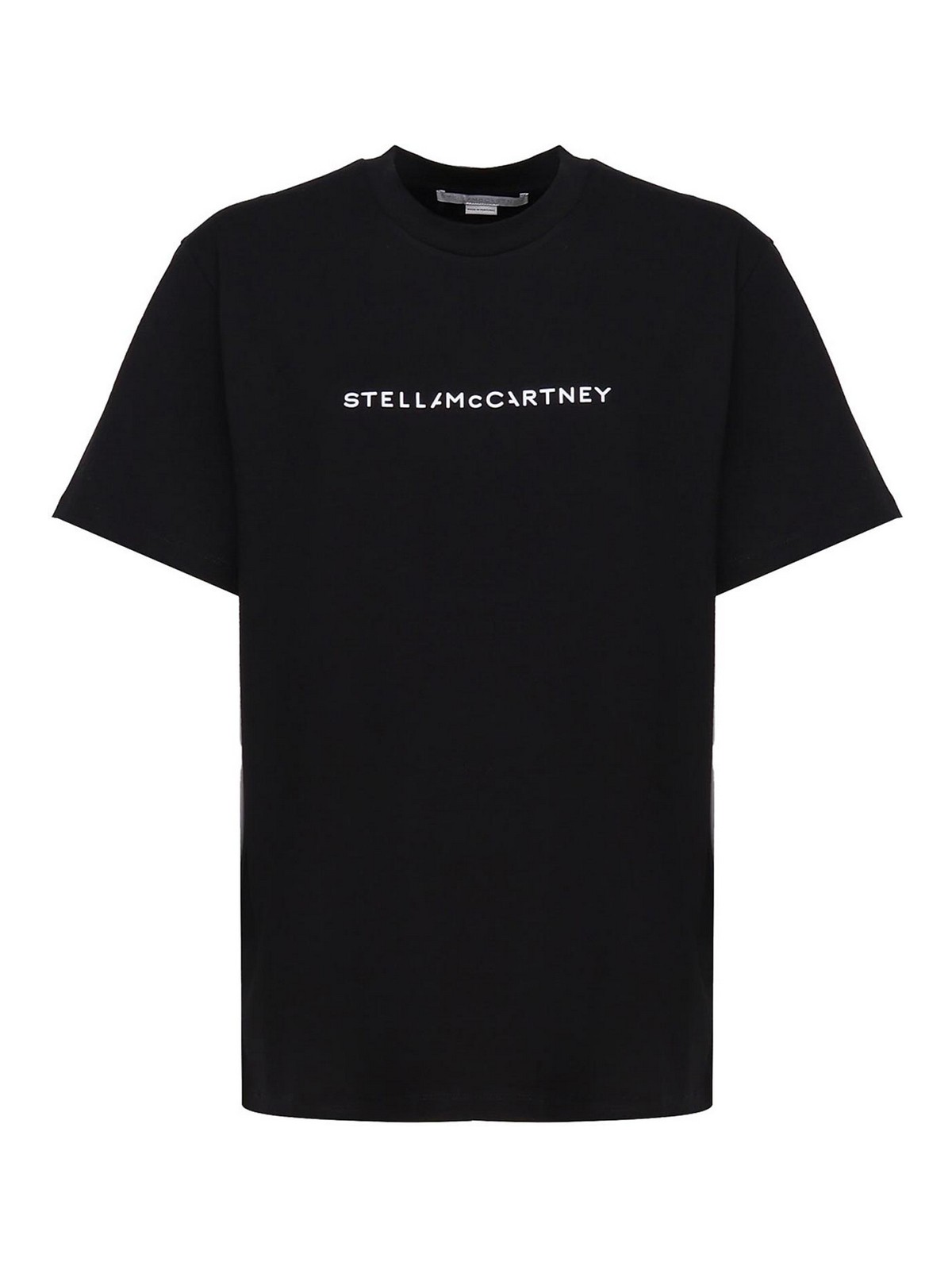 Stella Mccartney Organic Cotton T-shirt Logo In Black