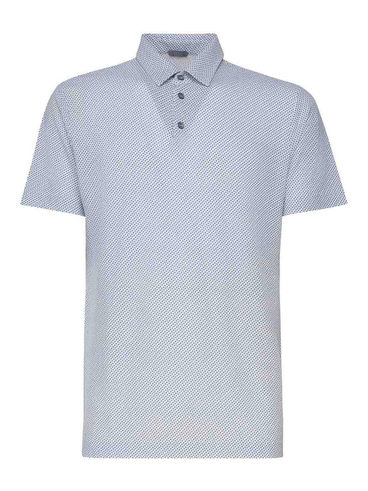Zanone Polo Shirt With Geometric Print In Blue