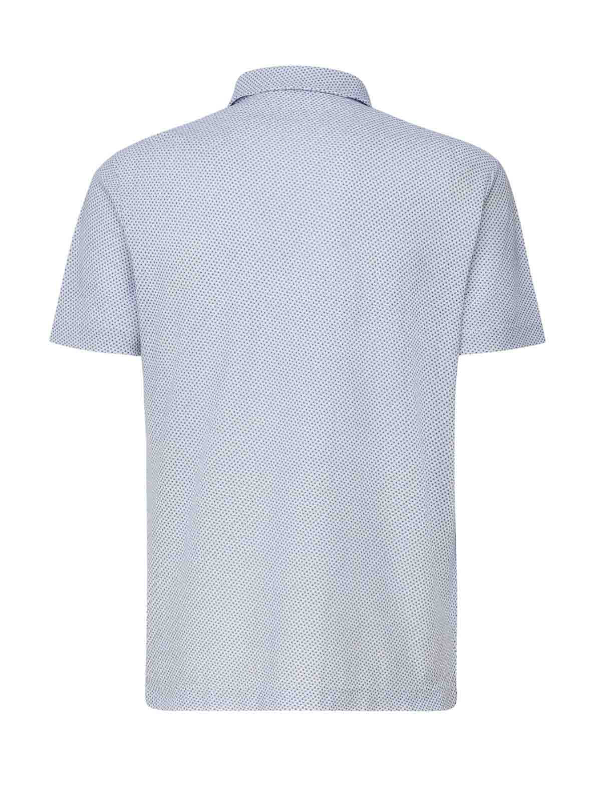 Shop Zanone Polo Shirt With Geometric Print In Blue