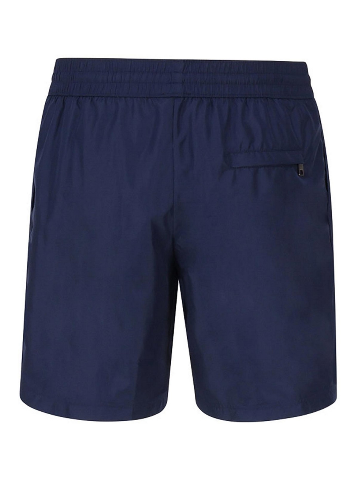 Shop Dolce & Gabbana Swim Shorts With Metal Logo Plate In Blue