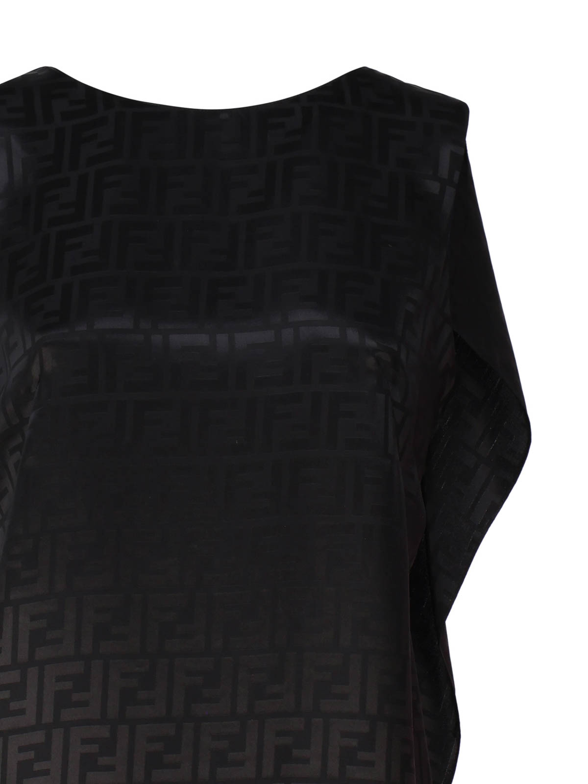 Shop Fendi Ff Satin Sleeveless Dress In Negro