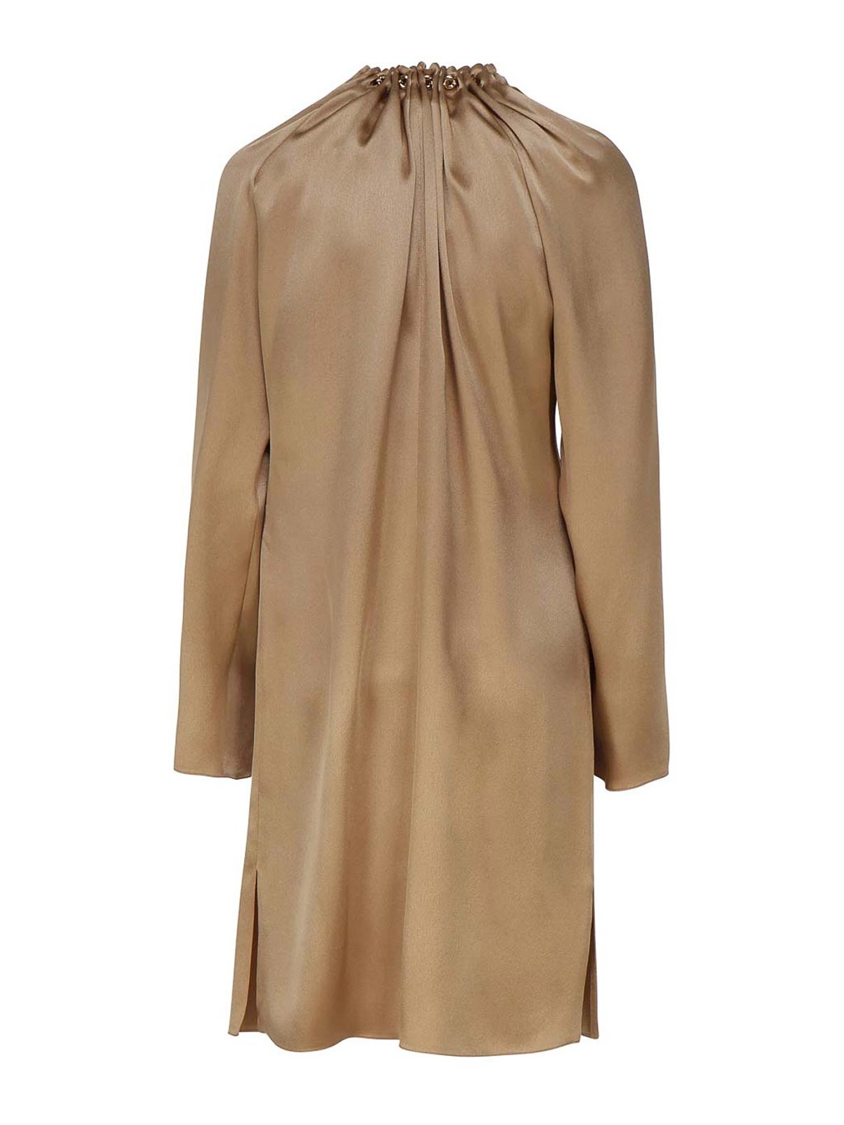 Shop Loewe Silk Dress In Bronze