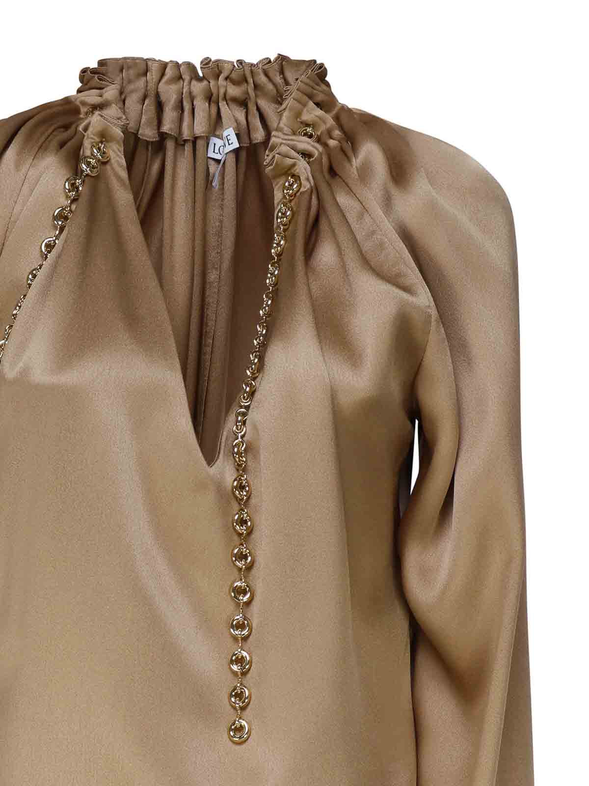 Shop Loewe Silk Dress In Bronze