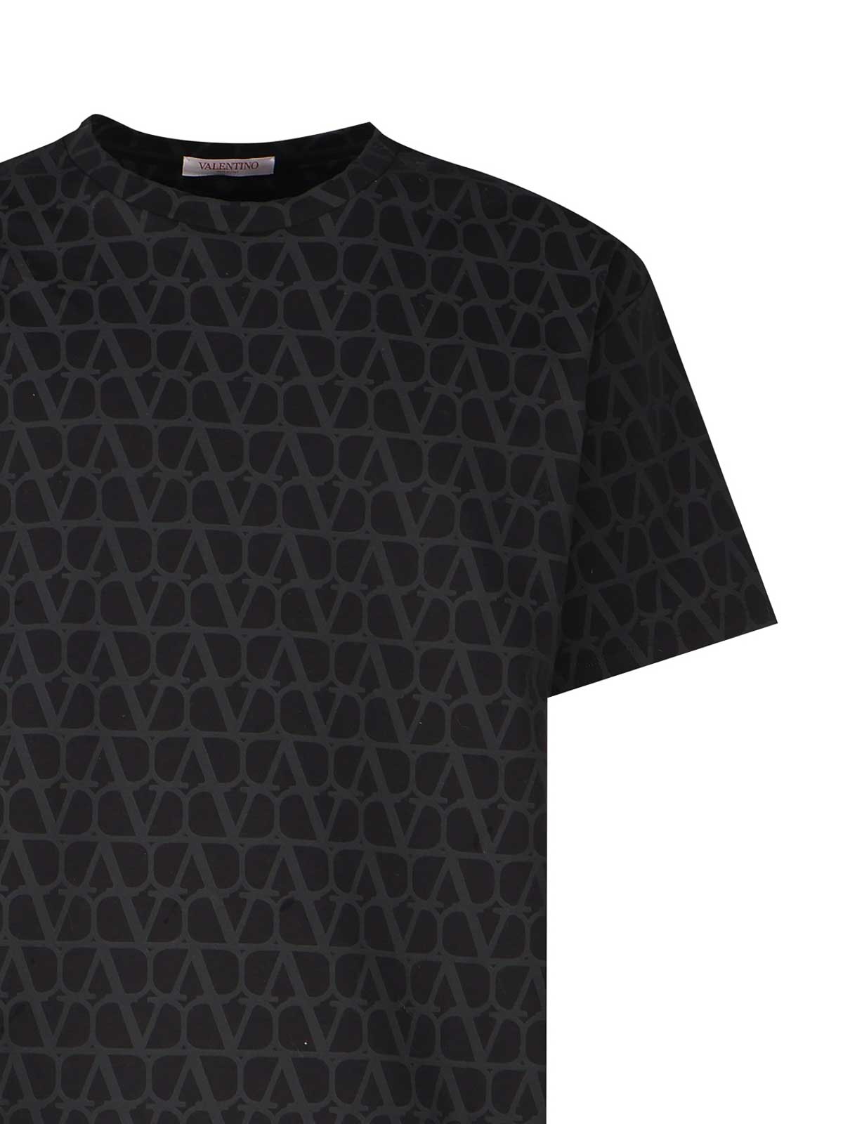 Shop Valentino Cotton T-shirt With Soft Shoulders In Black