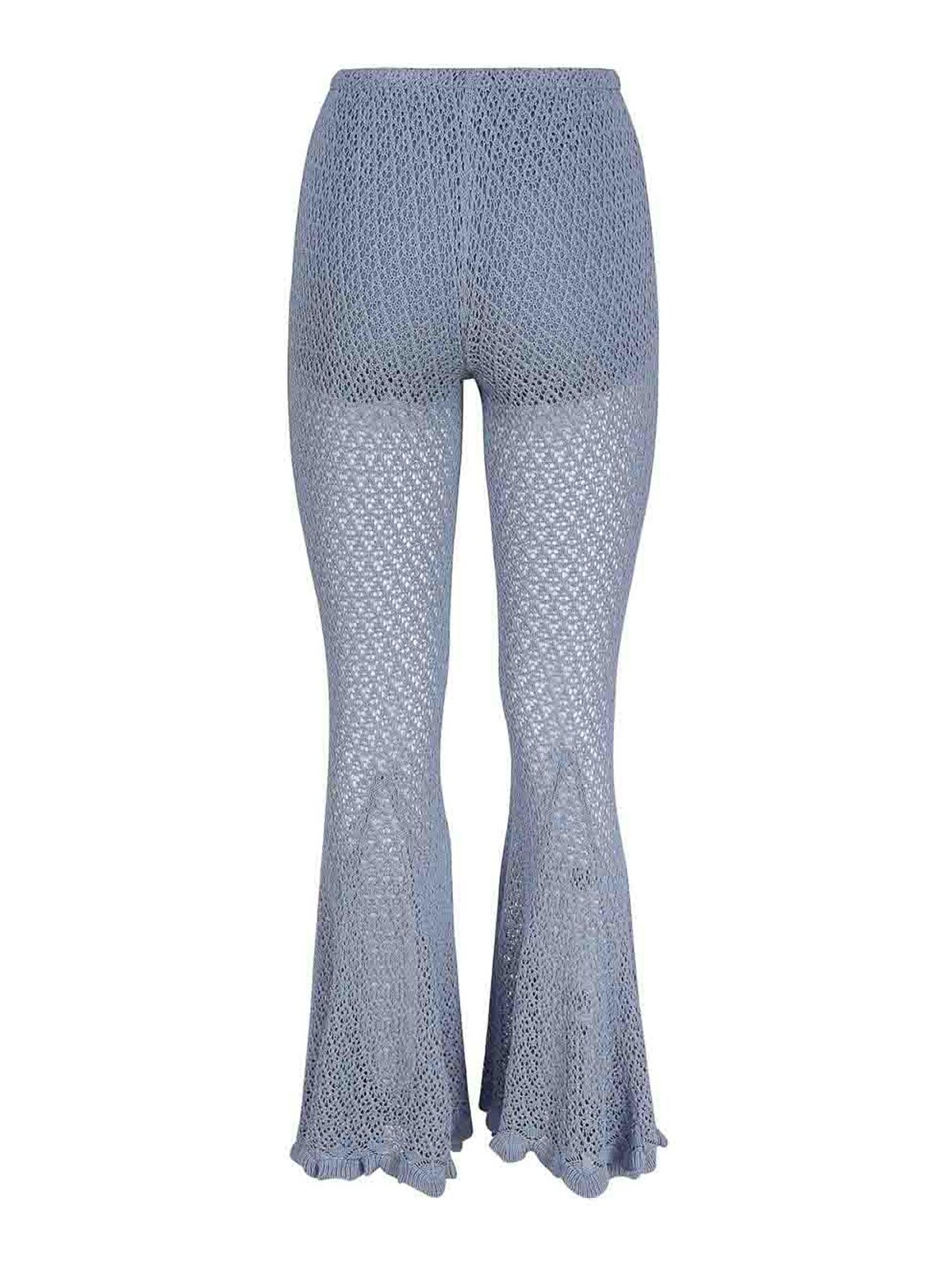 Shop Blumarine Crochet Flared Trousers In Blue