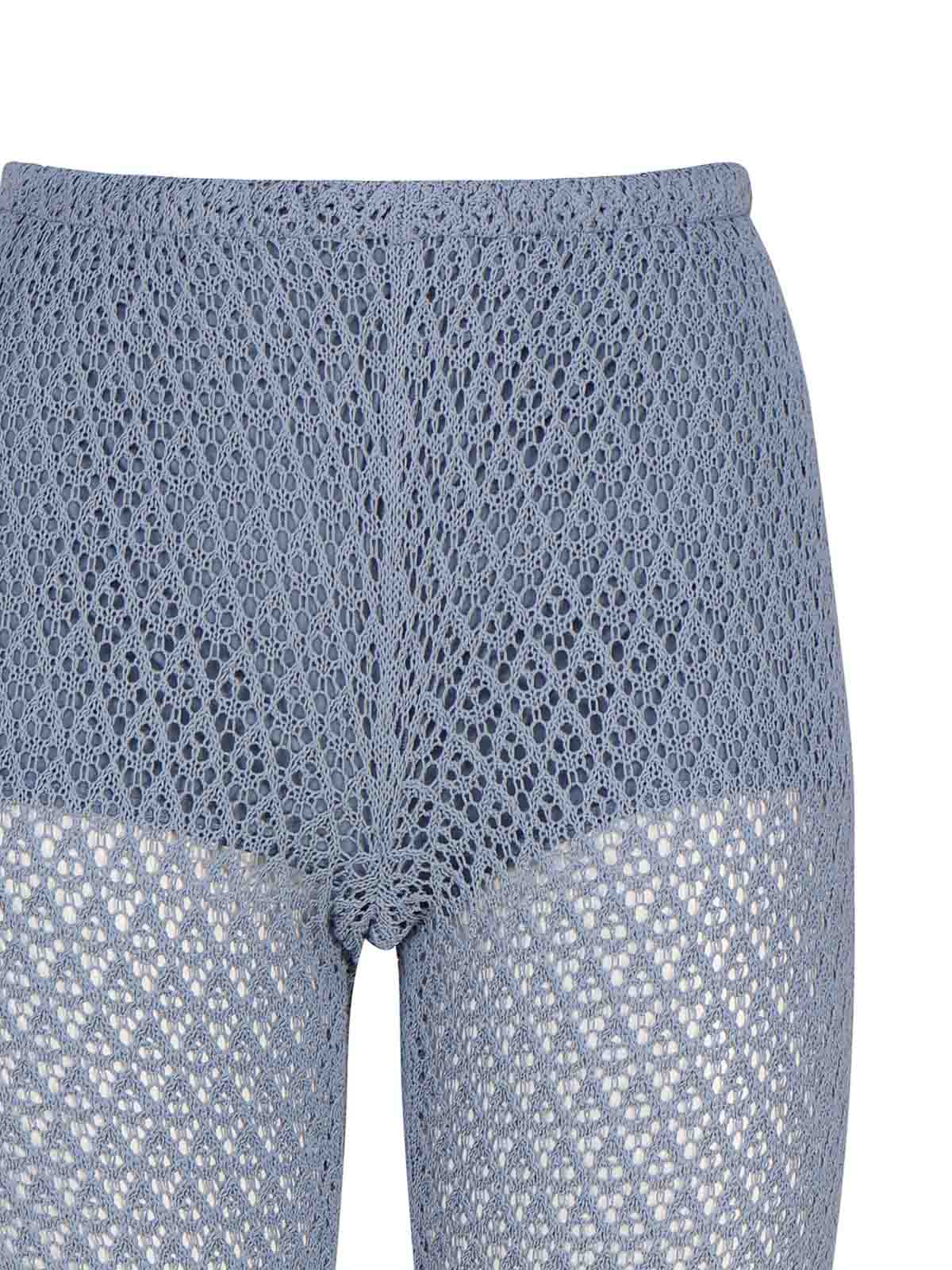 Shop Blumarine Crochet Flared Trousers In Blue