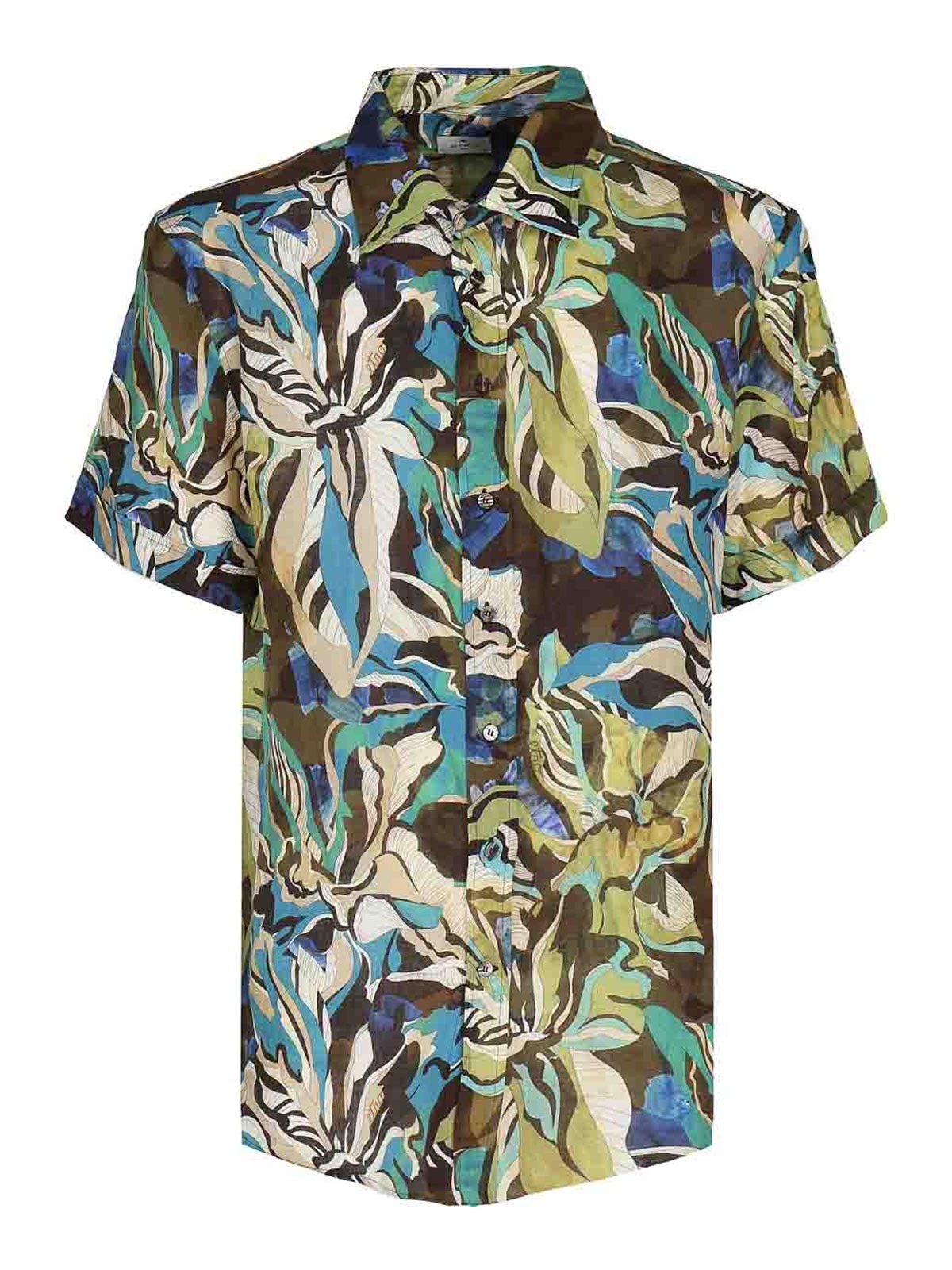 Shop Etro Shirt With Print In Green