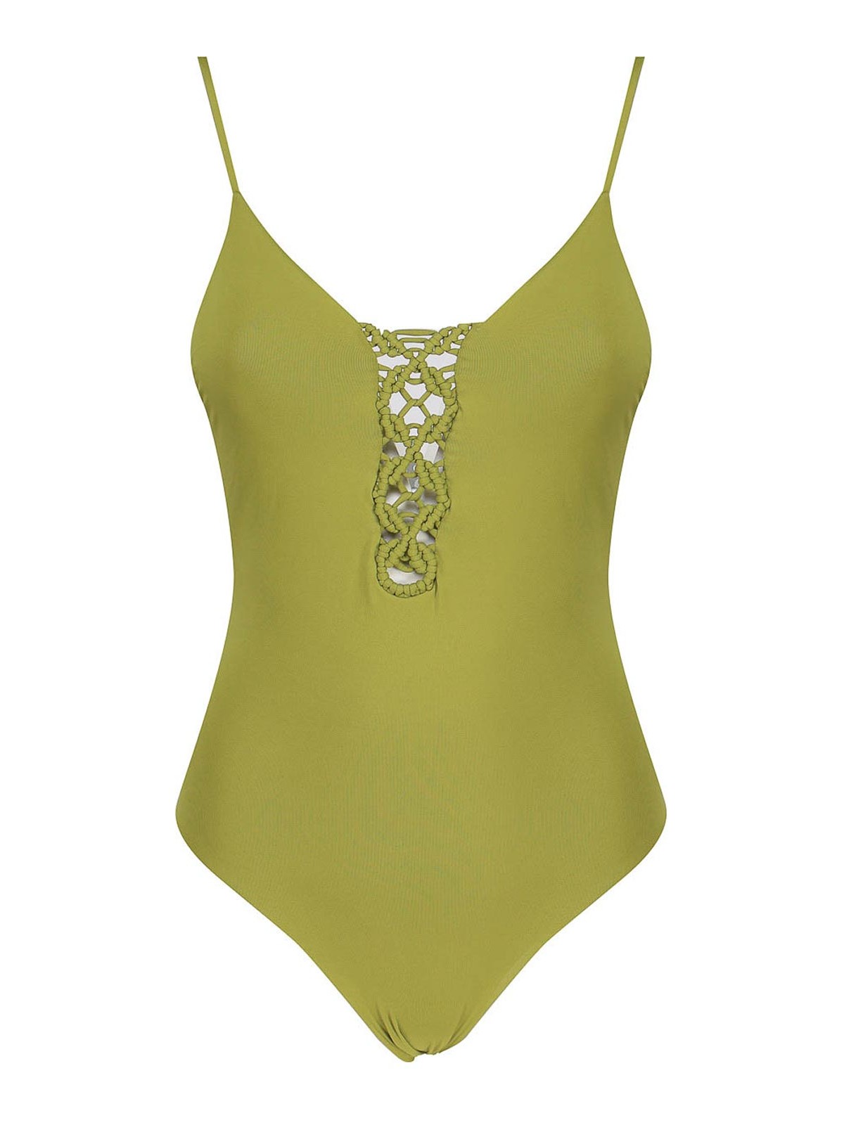 Fisico Braided-detail Cut-out Swimsuit In Green
