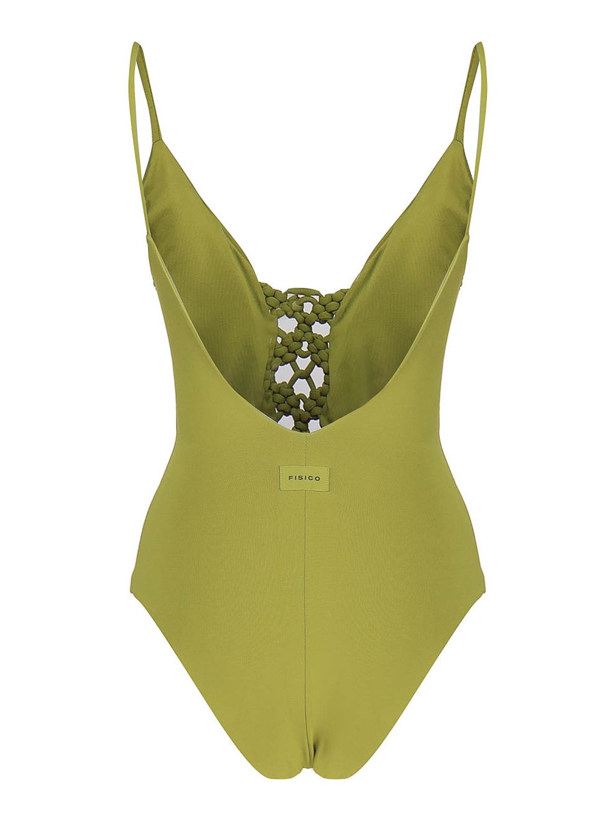 Shop Fisico One-piece Swimsuit With Braiding In Green
