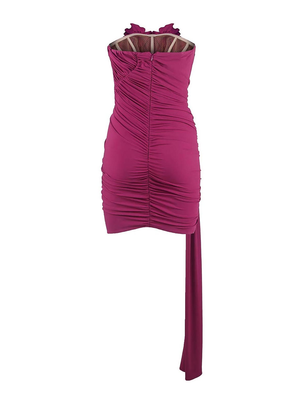 Shop Magda Butrym Purple Strapless Jersey Sash Mini Dress