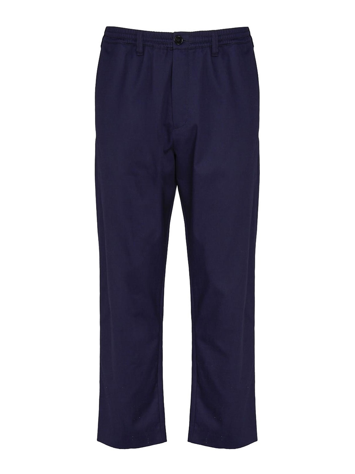 Shop Marni Wide Cotton Trousers In Blue