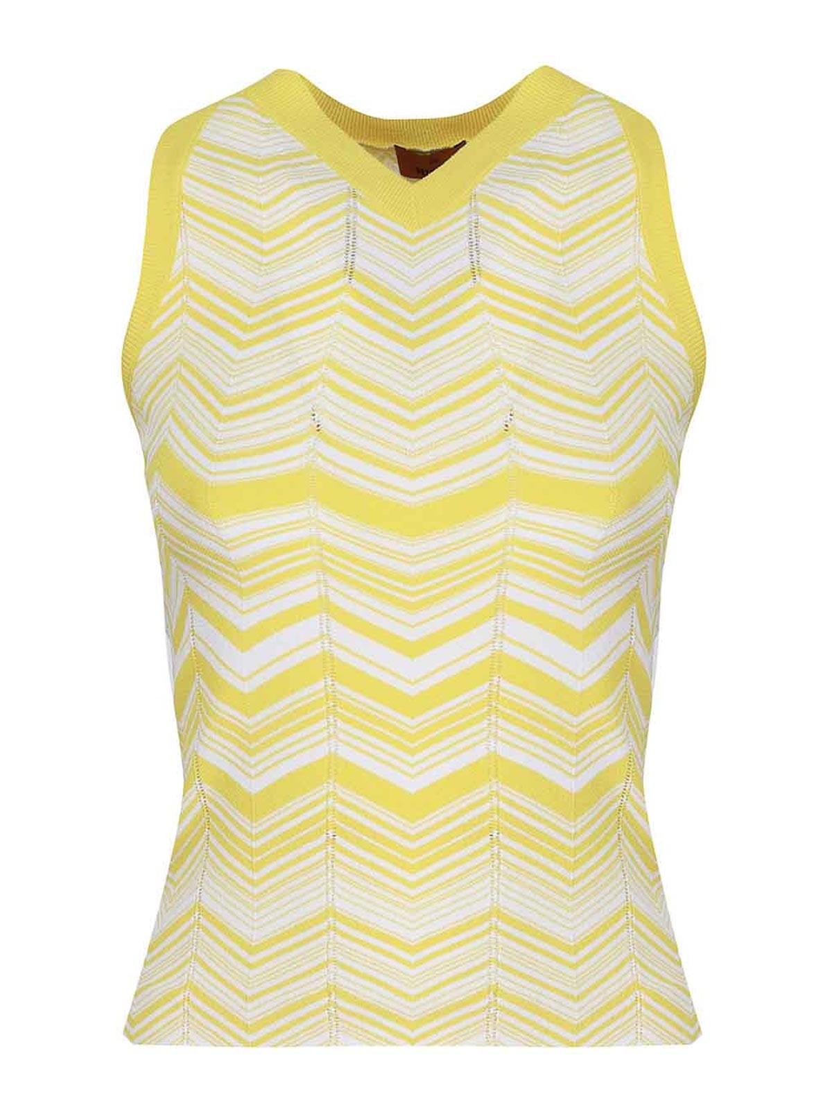 Shop Missoni Lightweight Knit Tops In Yellow