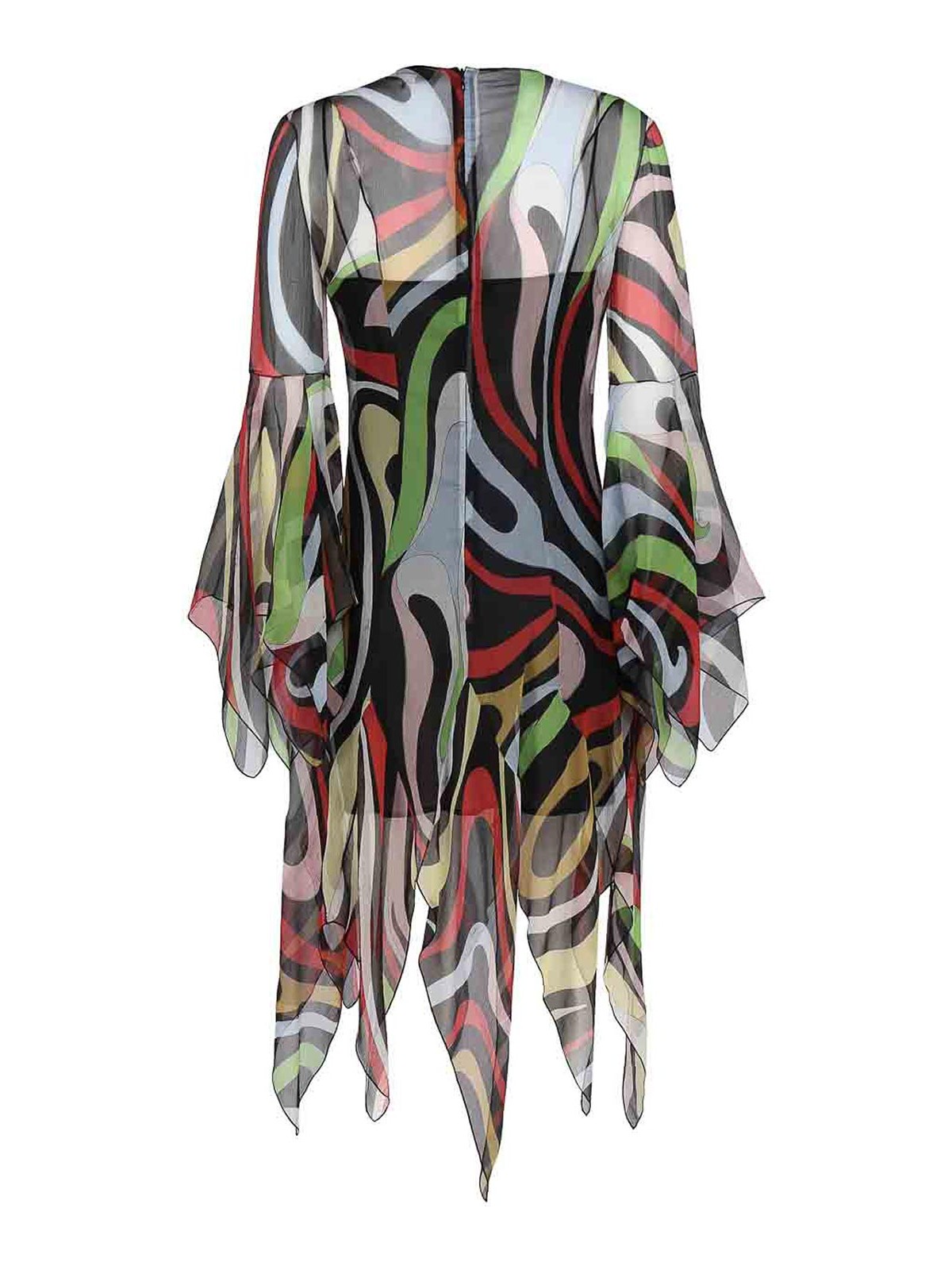 Shop Emilio Pucci Silk Dress With Marble Print In Multicolour