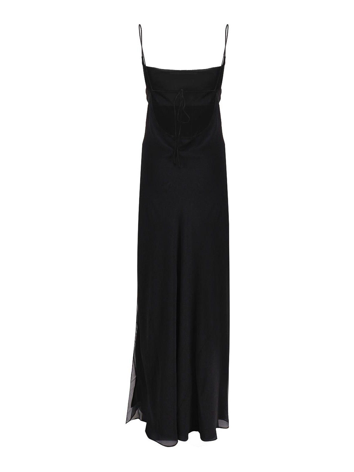 Shop The Andamane Long Dress With Shawl Neckline In Black
