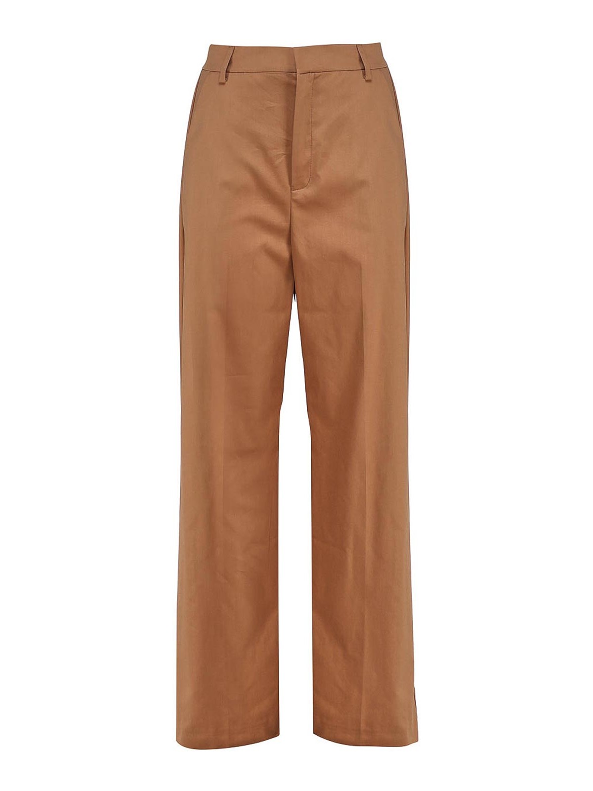 The Andamane High-waisted Cotton Trousers In Brown
