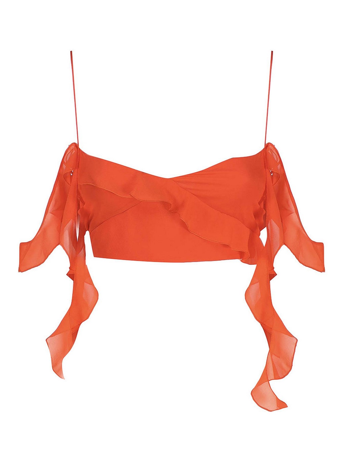 The Andamane Top With Ruffles In Orange