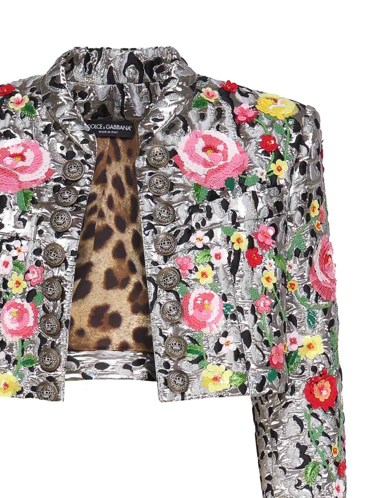 Shop Dolce & Gabbana Jacket With Animal Print And Flowers In Multicolour