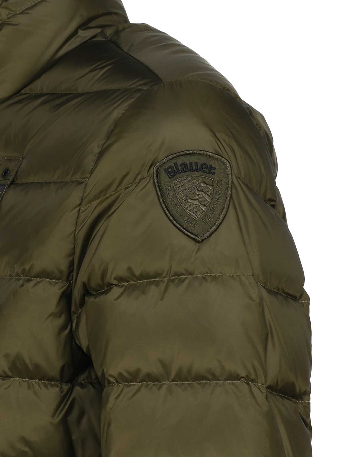Shop Blauer Nylon Down Jacket With Striped Stitching In Green