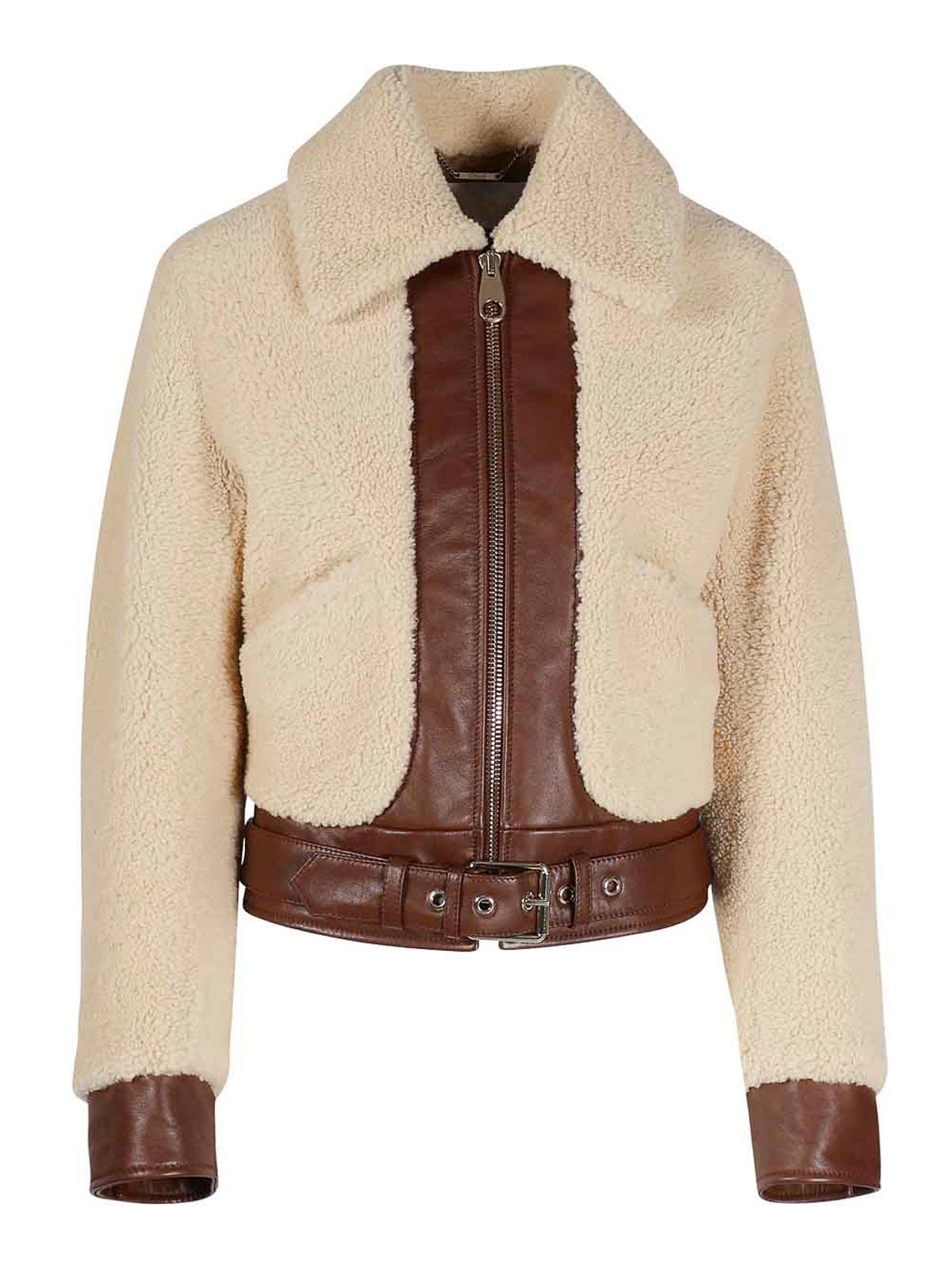 Chloé Cropped Bomber Style Jacket In Brown