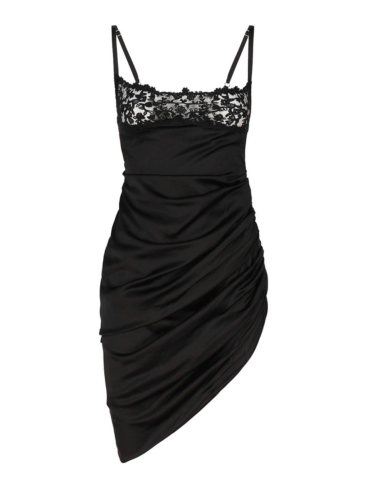 Shop Jacquemus Asymmetrical Lingerie Dress In Black