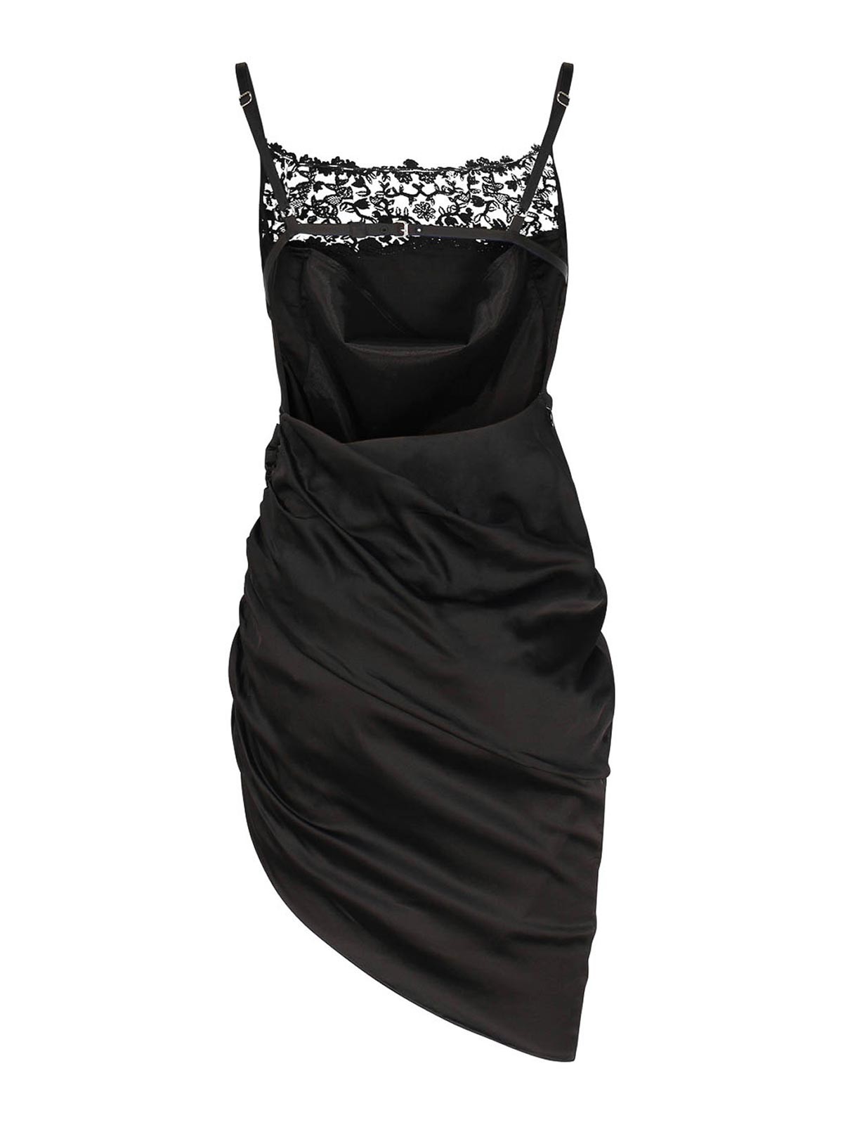 Shop Jacquemus Asymmetrical Lingerie Dress In Black